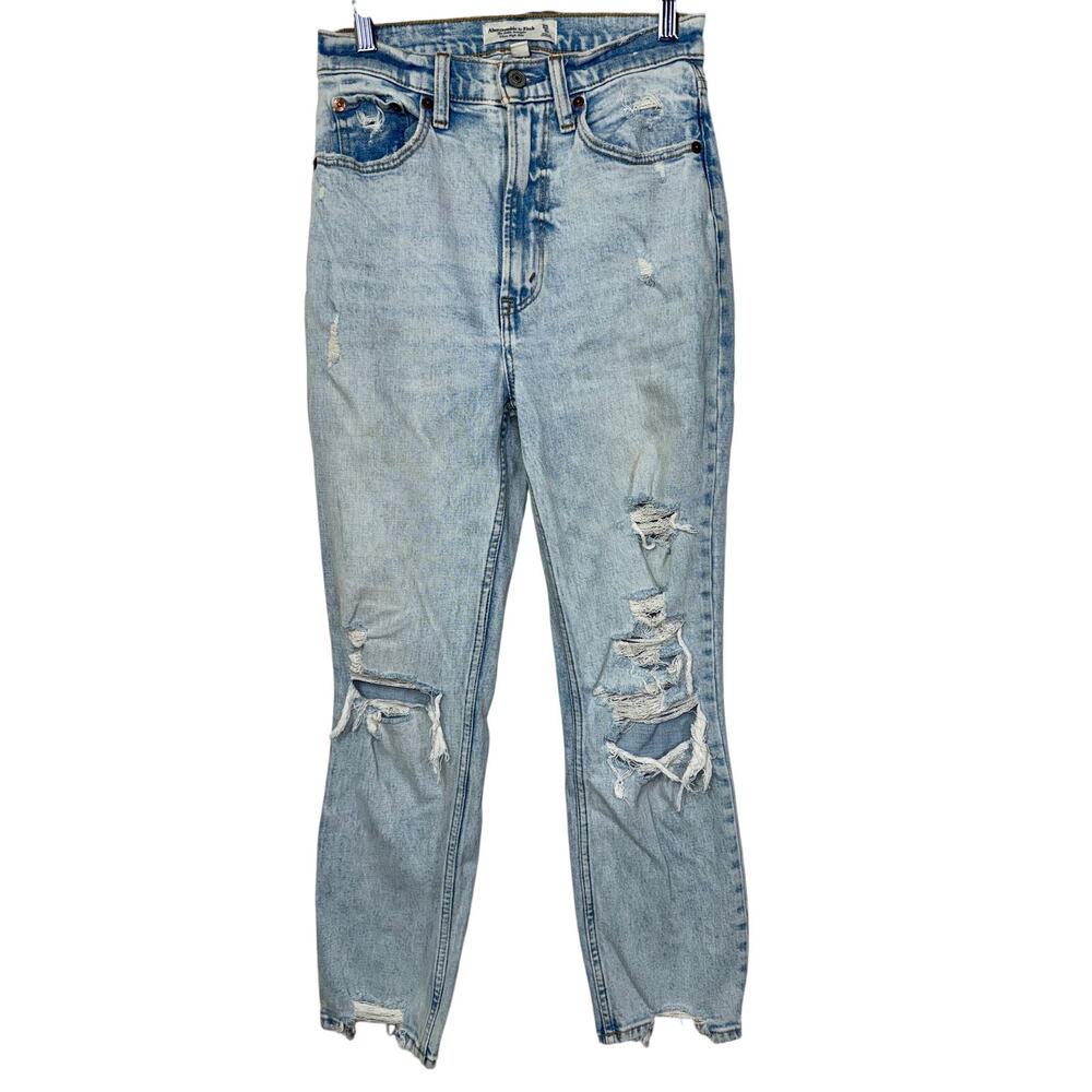 Abercrombie & Fitch Curve Love Ankle Straight Ultra High Rise Blue Jeans Sz 25 0